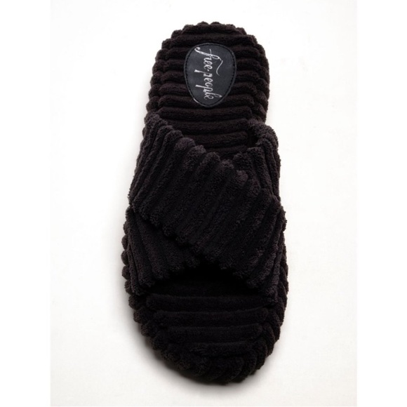 NWT Free People “Two Days In Ibiza” Black Terrycloth Slide Sandals - Picture 6 of 11